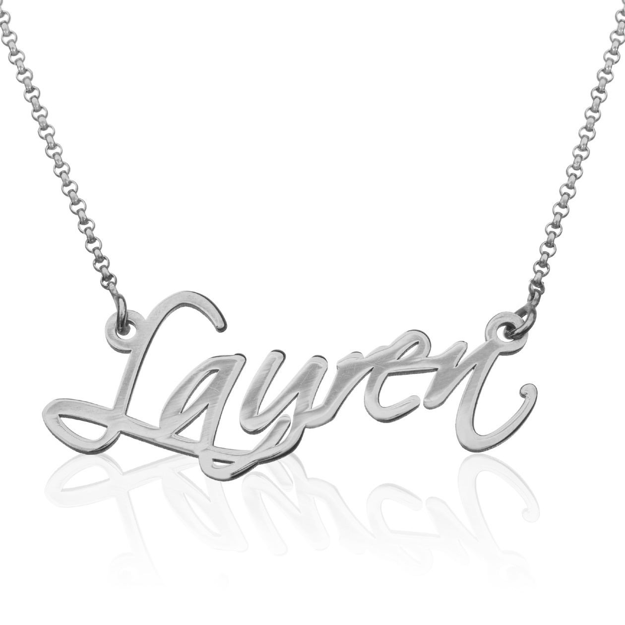 NAME NECKLACE STERLING SILVER DELICATE CURSIVE on Luulla